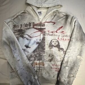 Vale forever Gray Graphic Zip-Up Hoodie